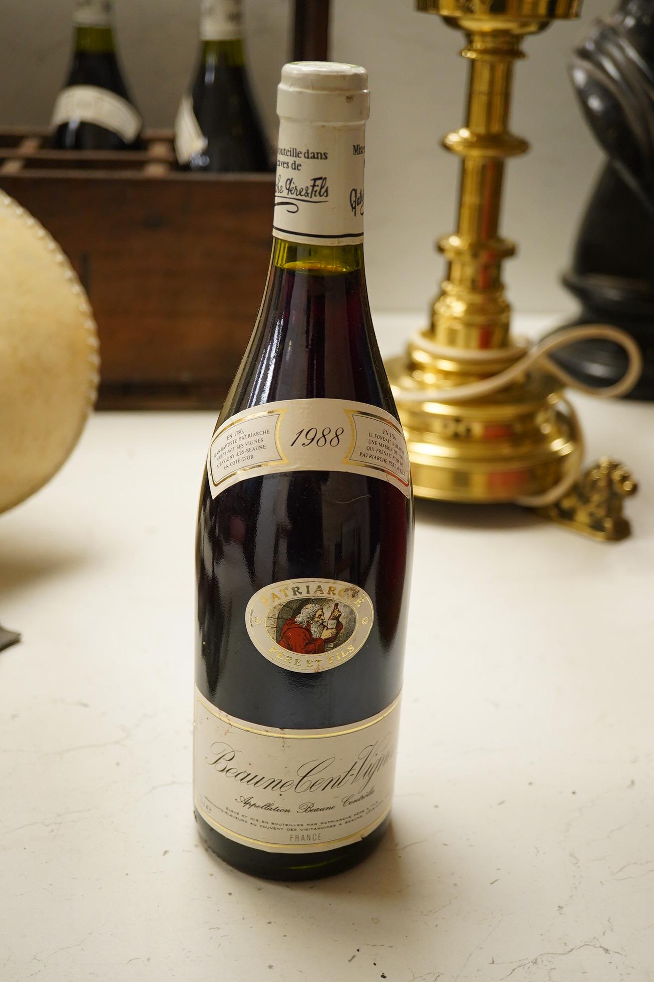 A crate of six bottles of Beaune Cent-Vignes 1988 Patriarche. Condition - unknown storage